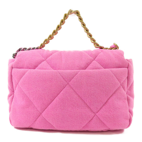 Chanel CC GHW Chanel 19 Chain Shoulder Bag Handbag Canvas Pink