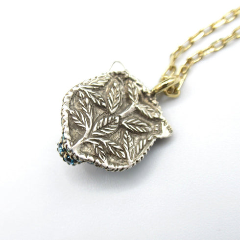 GUCCI GG Le Marché des Merveilles Blue Topaz Necklace 18K Yellow Gold 925 S...