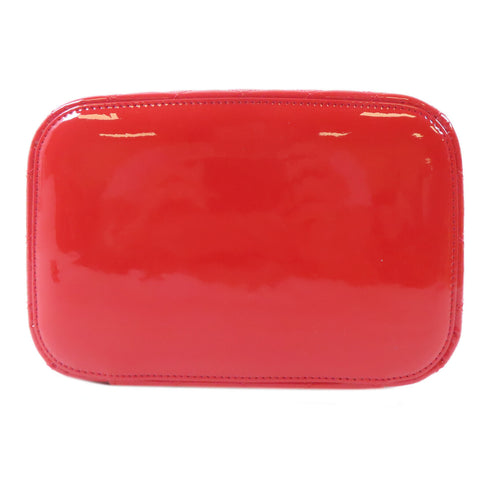 CHANEL Quilted CC GHW Vanity Handbag Cosmetic Pouch Patent Leather Red