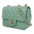 CHANEL Quilted CC GHW Mini Classic 17 Chain Shoulder Bag Lambskin Leather Green