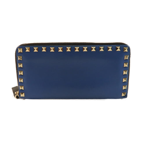 Valentino GHW Wallet Calfskin Leather Blue