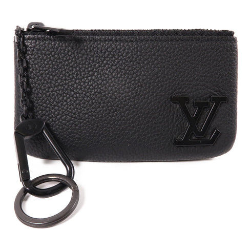 LOUIS VUITTON LV Pochette Cle Key Coin Case M81031 Aerogram Leather Black