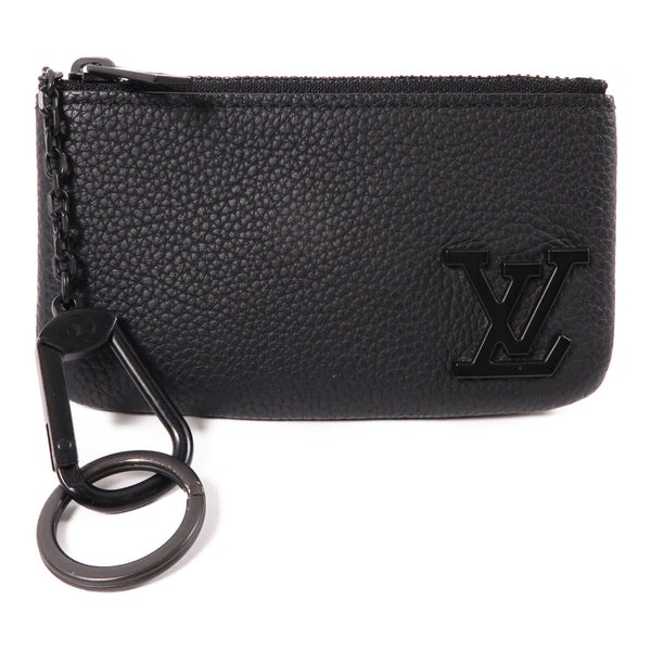 LOUIS VUITTON LV Pochette Cle Key Coin Case M81031 Aerogram Leather Black