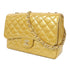 CHANEL Quilted CC GHW Jumbo Classic Chain Shoulder Bag Patent Leather Yellow