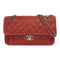 CHANEL Quilted CC SHW Flap Chain Shoulder Bag Leather Red
