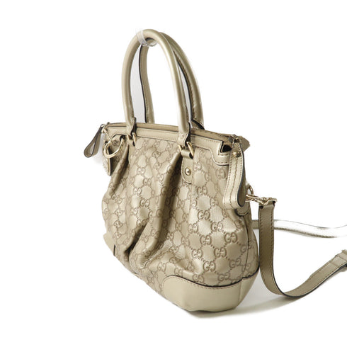 GUCCI GG GHW 2 Way Bag 247902 Calfskin Leather Gold