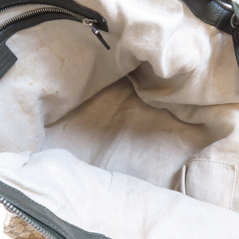 GUCCI GG SHW Shoulder Bag Handbag 232949 Canvas Leather Brown Dark Green