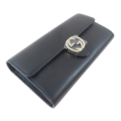 GUCCI GG SHW Long Wallet 309163 Calfskin Leather Black