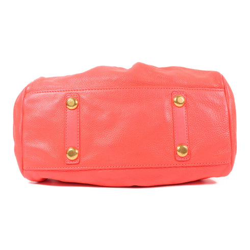 MARC JACOBS GHW 2 Way Shoulder Bag Calfskin Leather Fluorescent Pink
