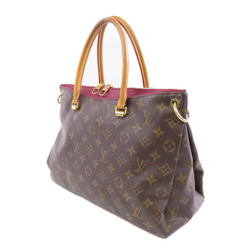 LOUIS VUITTON LV GHW Pallas MM 2 Way Shoulder Bag M40906 Monogram Brown Red