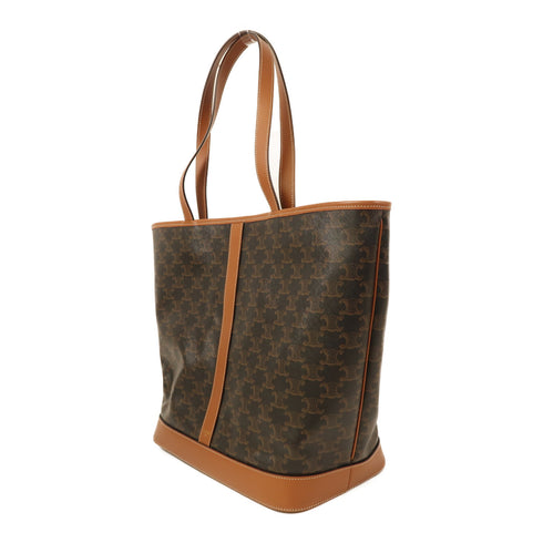 CELINE GHW Cabas Shoulder Bag Tote Bag 115072 Triomphe Canvas/Calfskin Brown