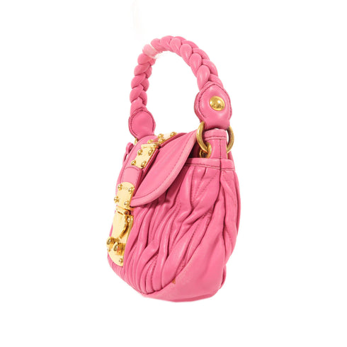 Miu Miu GHW 2 Way Shoulder Bag Handbag Lambskin Leather Pink v1