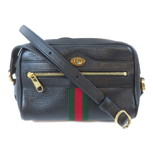 GUCCI GG GHW Ophidia Mini Shoulder Crossbody Bag 517350 Calfskin Leather Black