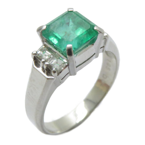 FINE JEWELRY 1.95ct Emerald 0.41ct Diamond Ring PT900 Platinum US#6