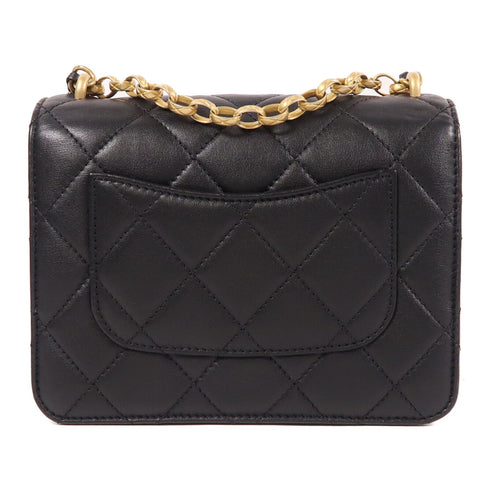 CHANEL CC GHW Chain Shoulder Bag Lambskin Leather Black v7