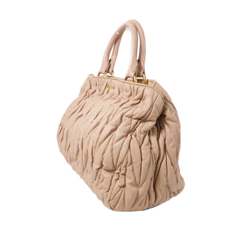 Miu Miu GHW 2 Way Shoulder Bag Handbag Lambskin Leather Pink