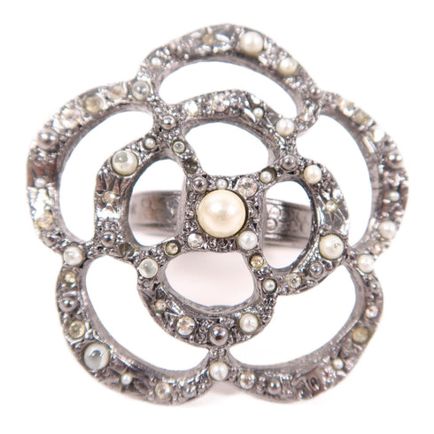 CHANEL CC Ring US#7.75 Metal Silver