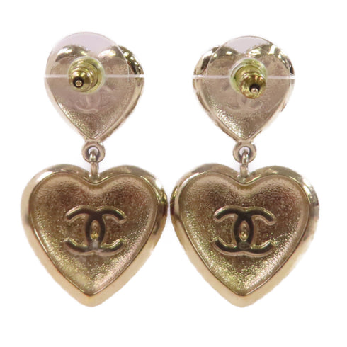 CHANEL CC GHW CC Heart Earrings B22/B Metal PVC Rhinestones White Black