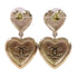 CHANEL CC GHW CC Heart Earrings B22/B Metal PVC Rhinestones White Black