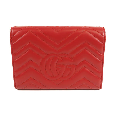 GUCCI GHW GG Marmont Chain Shoulder Bag Calfskin Leather