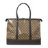 GUCCI GG GHW Crystal Shopping Shoulder Tote Bag Coated Canvas Brown