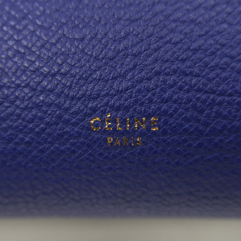 CELINE GHW Belt Bag 2 Way Shoulder Bag Handbag Calfskin Leather Blue