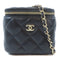 CHANEL Quilted CC GHW Vanity Case Chain Shoulder Bag Lambskin Leather Black