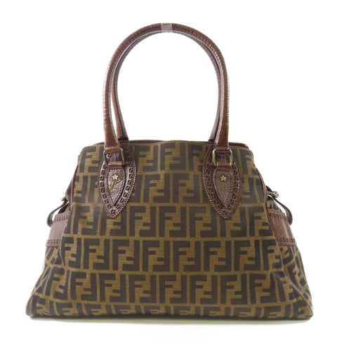 FENDI Shoulder Tote Bag Canvas Brown