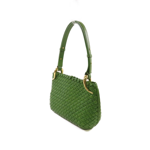 BOTTEGA VENETA BV GHW Clicker Shoulder Bag Intrecciato Leather Green