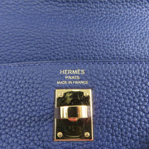 HERMES GHW Kelly 25 2way Shoulder Bag Handbag Bleu Saphir Blue