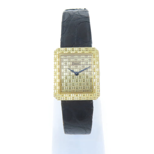 PIAGET Checkered Hand Volume Watch 41543 18K Yellow Gold