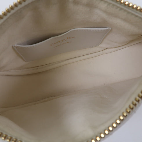 Christian Dior CD Vibe Hobo 2 Way Shoulder Bag Lambskin Leather White