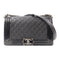 CHANEL Quilted CC SHW Chanel Boy Chain Shoulder Bag Calfskin Leather Black