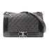 CHANEL Quilted CC SHW Chanel Boy Chain Shoulder Bag Calfskin Leather Black