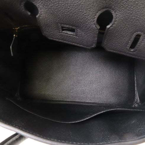 HERMES GHW Birkin 25 Handbag Togo Leather Noir Black
