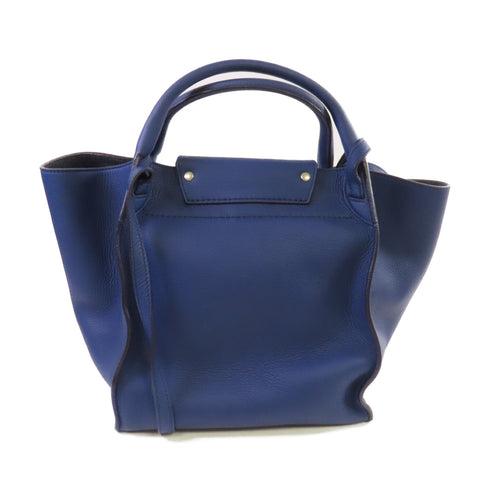 CELINE Small Big Bag With Long Strap Shoulder Bag Handbag Calfskin Leather Blue