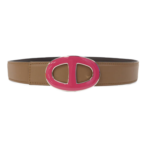 HERMES Belt Veau Swift Pink/Brown