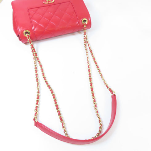 CHANEL CC GHW Chain Shoulder Bag A93083 Calfskin Leather Red