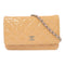 CHANEL Quilted CC SHW Wallet On Chain Shoulder Bag Enamel Peach