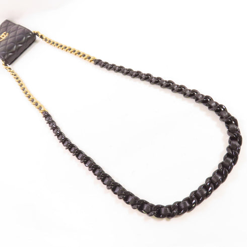 CHANEL Quilted CC GHW Phone Bag Chain Shoulder Bag Lambskin Leather Black