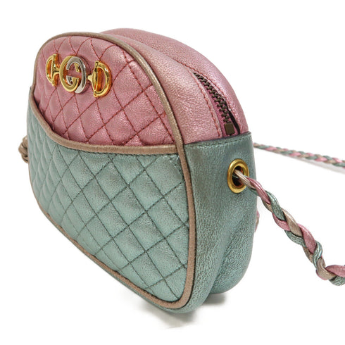 GUCCI GG GHW SHW Shoulder Bag Crossbody 534951 Calfskin Leather Green Pink