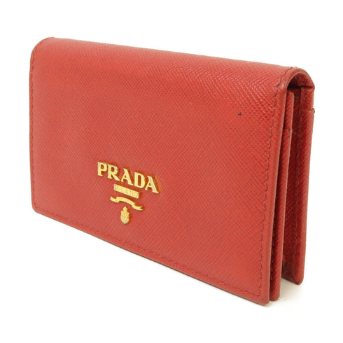 PRADA GHW Card Case 1M1122 Saffiano Leather Red