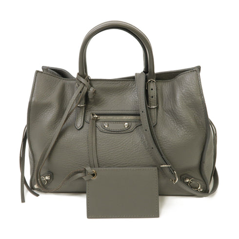BALENCIAGA SHW Papier 2way Shoulder Bag Calfskin Leather Grey