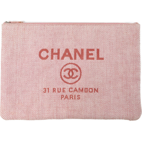 CHANEL CC SHW Pochette Pouch Clutch Bag Tweed Pink