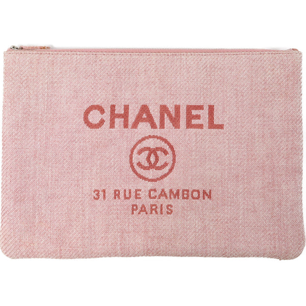 CHANEL CC SHW Pochette Pouch Clutch Bag Tweed Pink