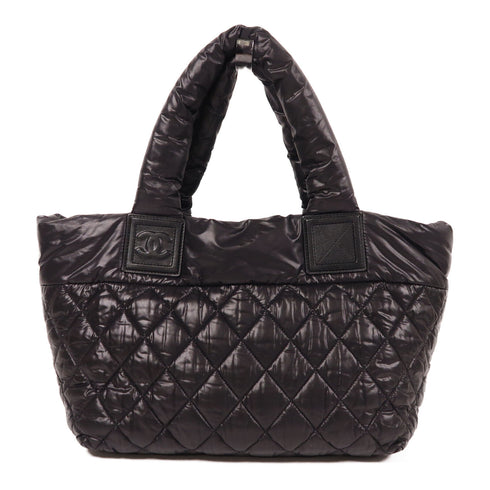 CHANEL CC SHW Coco Cocoon Hand Bag Nylon Black