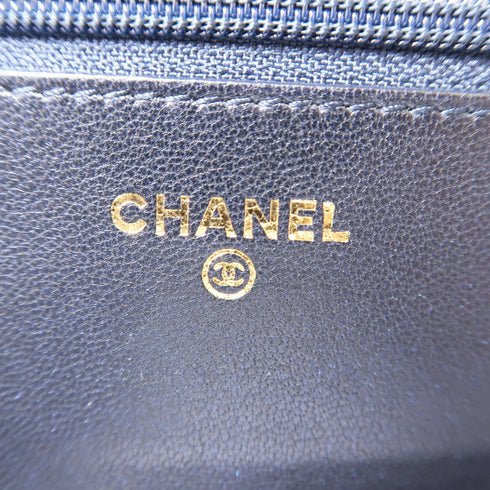 CHANEL CC GHW WOC Wallet On Chain Shoulder Bag Lambskin Leather Navy/Green