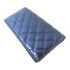 CHANEL Quilted CC SHW Long Wallet Calfskin Leather Blue