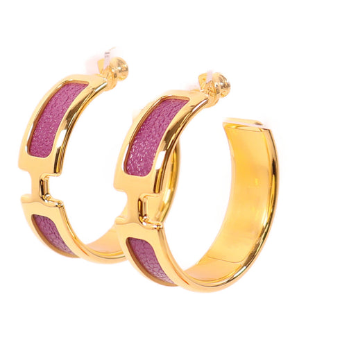 HERMES Olympe Earrings Metal Gold/Purple