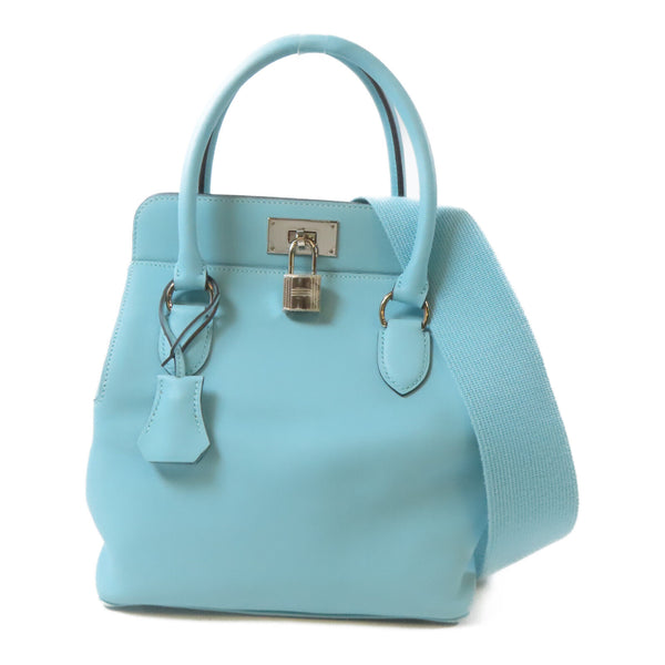 HERMES PHW Toolbox 20 2 Way Shoulder Handbag Evercolor Turquoise Blue